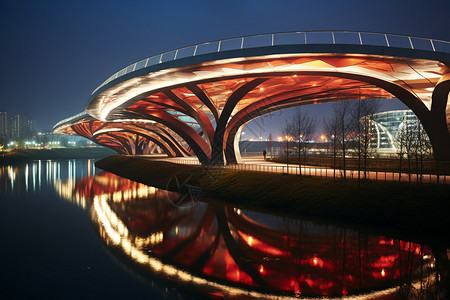 金华夜幕下的现代桥背景图片