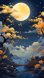 中秋景色中秋的月亮插画