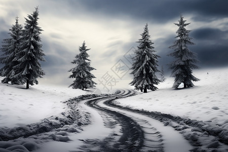 雪地里的树图片