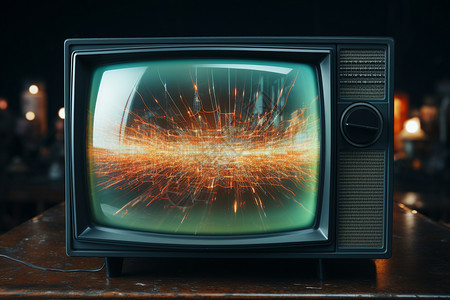 电视爆炸素材摆放在桌子上的电视机背景