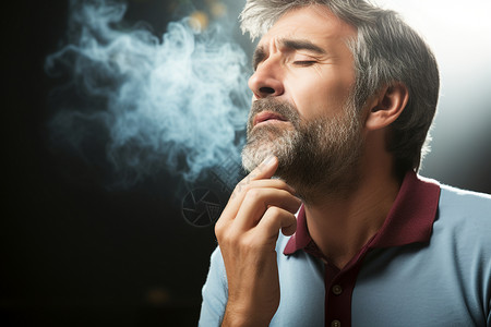 吸烟的男子尼古丁蓝色高清图片