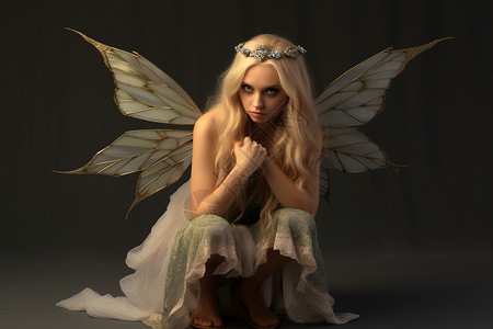 美女翅膀素材背着翅膀的女孩背景