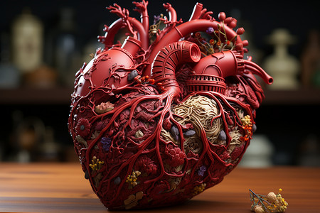 酒心形素材放在桌上的心脏插画