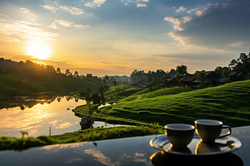 日落农村的风景图片