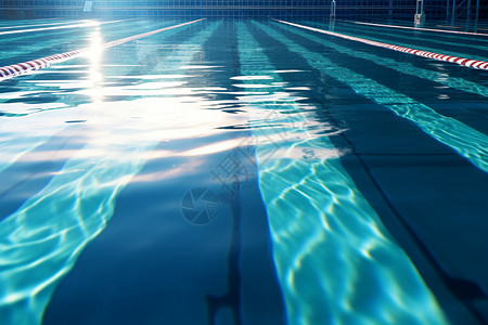 反射阳光的泳池高清图片