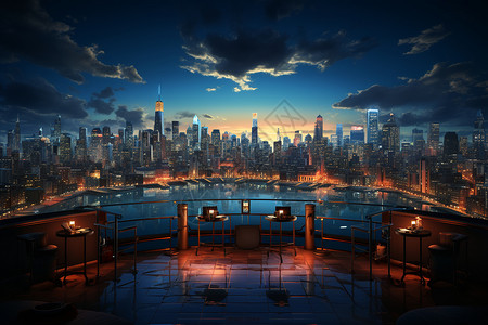 夜晚的城市舞台背景图片
