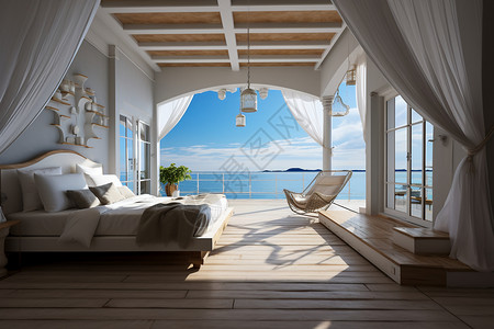 海边的别墅卧室背景图片