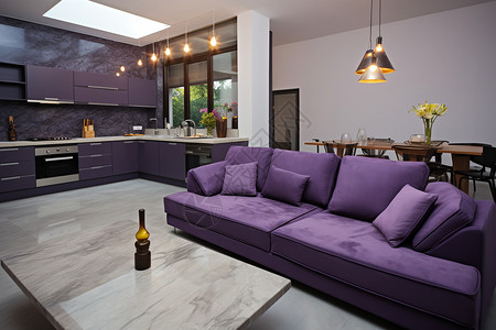 房间里的紫色沙发图片