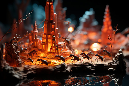 蚂蚁森林毛笔字微观世界的蚂蚁合作背景