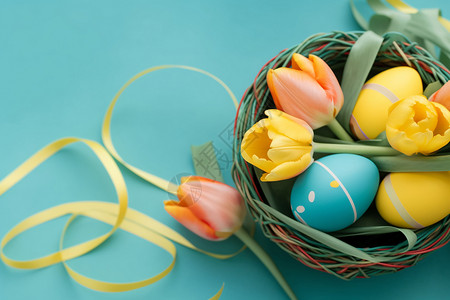 五彩斑斓的复活节彩蛋背景图片