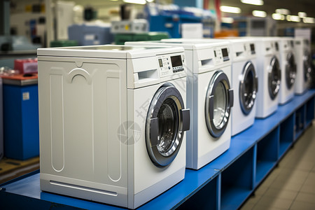 家电生产整齐摆放的洗衣机背景