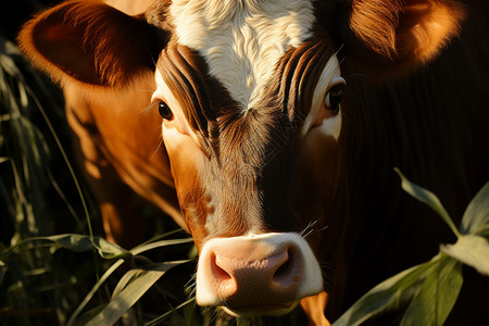 牧场上的老牛背景图片
