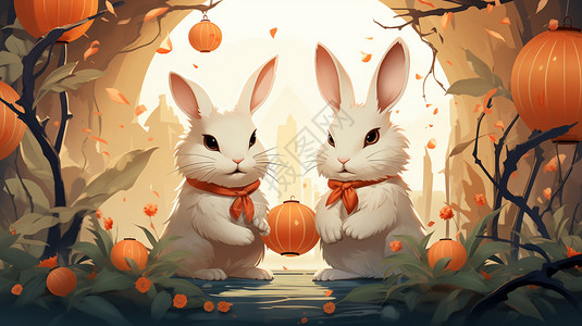 中秋节的兔子背景图片