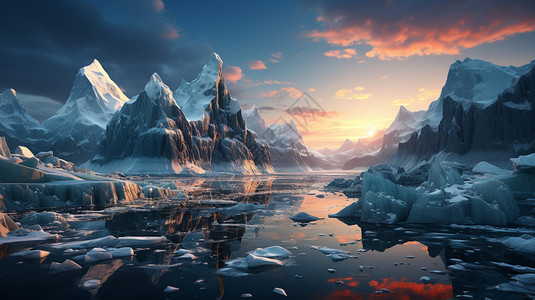 玉龙雪山冰川大索道海洋融化的冰山插画