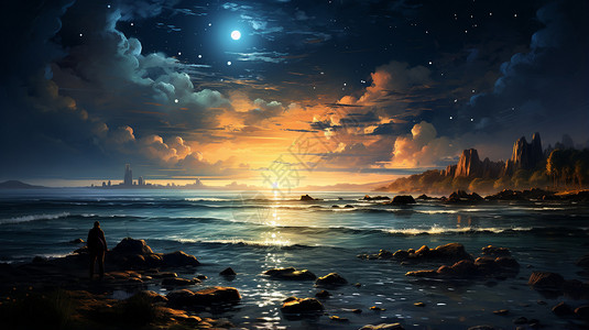 黄昏的海洋风景图片