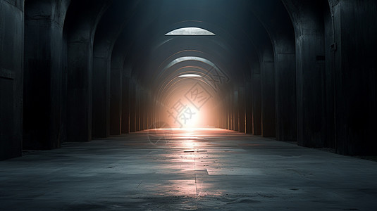 黑暗空间隧道的亮光插画
