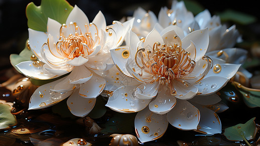 美丽的白莲花背景图片