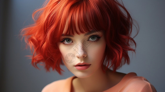 红头发女孩背景图片