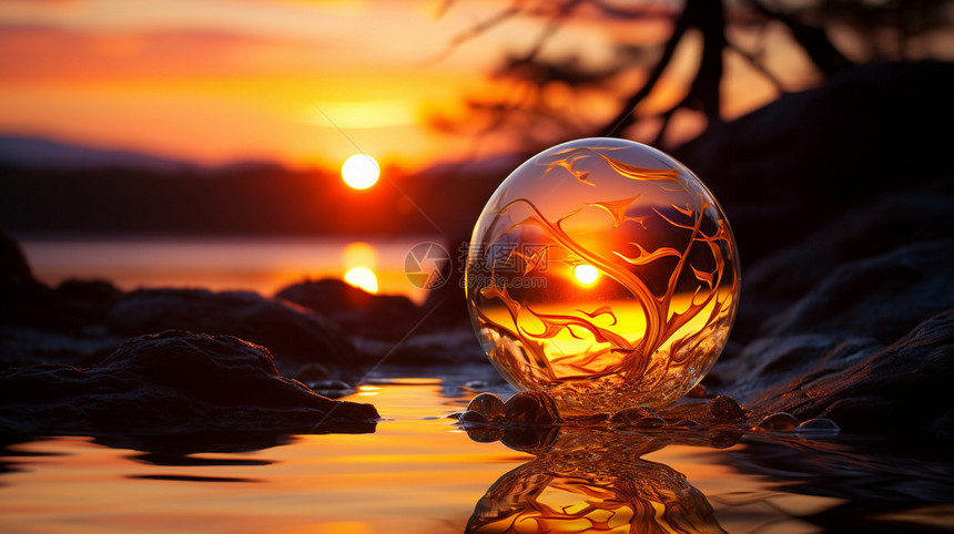 玻璃球的风景图片