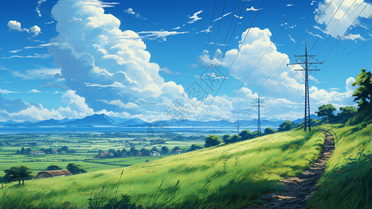 宫崎骏风格的美景图片