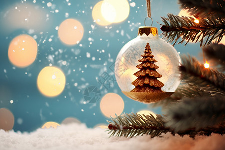 圣诞树和雪球背景图片