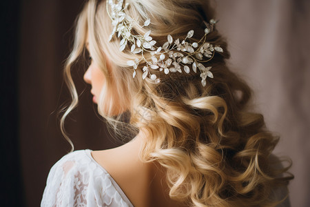 婚纱头巾新娘的发型背景