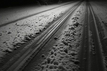 冬季雪夜夜幕中的雪道背景