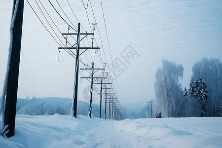 冬日电杆图片