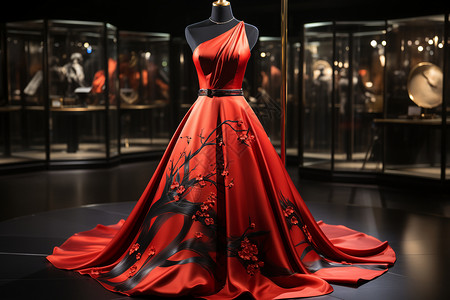 红色的古典裙子图片