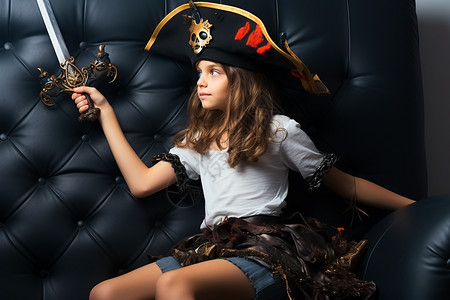 加勒比海盗电影幻想中的小女海盗背景