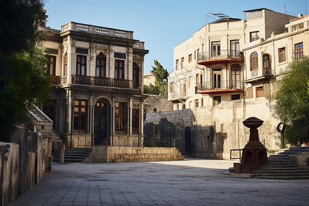 古城风情的巴库背景图片