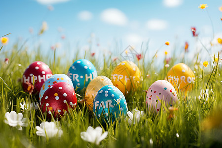 彩绘鸡蛋欢乐的彩蛋野餐背景