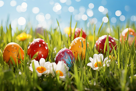彩蛋与小花背景图片
