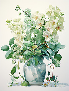 花瓶植物画图片
