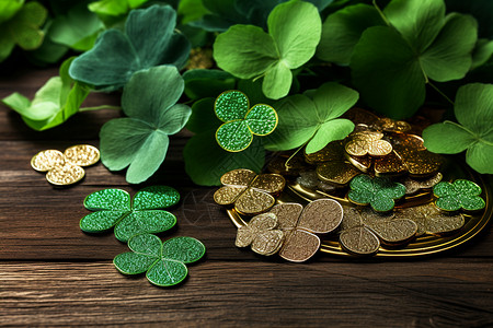 绿色金币幸运硬币高清图片