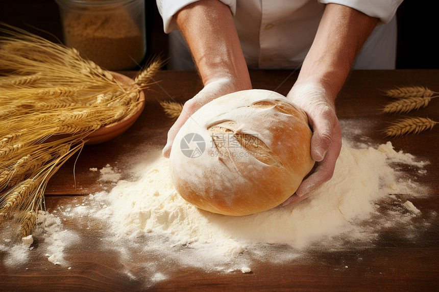 做面团的面包师傅图片