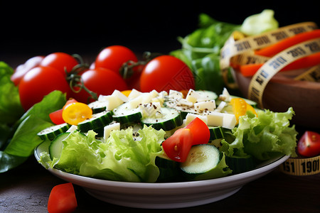 清爽的蔬菜沙拉背景图片