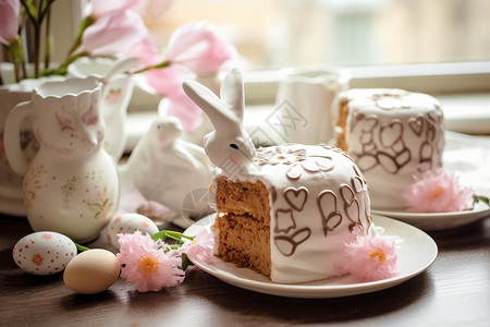 复活节小兔小兔蛋糕背景