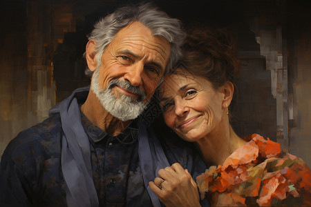 幸福甜蜜的老人夫妇背景图片