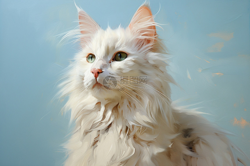 一只漂亮的白色猫咪图片
