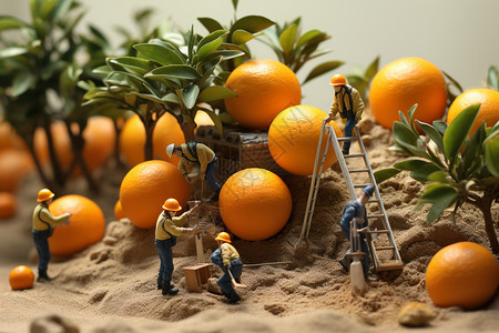 橙子人创意橙子场景设计图片