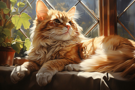 享受午后阳光的猫咪背景图片
