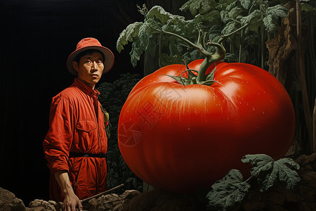 帽子蔬菜西红柿创意场景设计图片