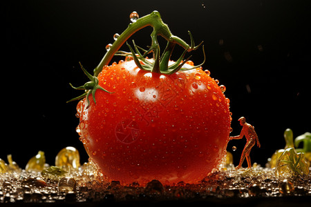 水中的蔬菜微距西红柿场景设计图片
