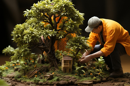 切橙子男人一颗橙子树模型设计图片