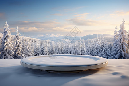 户外雪景冬季展台背景设计图片