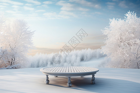 雪地上雪狐雪地上的舞台背景设计图片