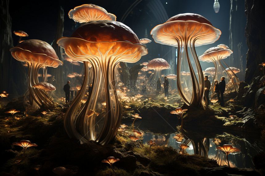 森林中的奇观蘑菇图片