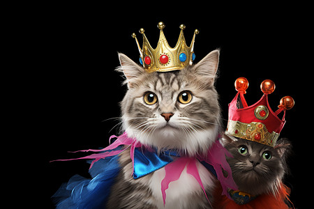 带着荷叶的猫带着皇冠的猫咪背景