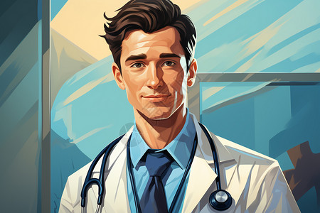 医生的肖像画背景图片